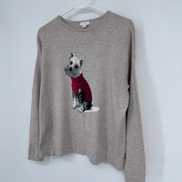 J Jill Sweater Women Petite XS Westin Dog Pullover Knit Lightweight Preppy Puppy - Picture 6 of 9